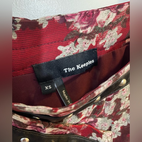 The kooples floral mini skirt with leather details XS - Picture 3 of 5